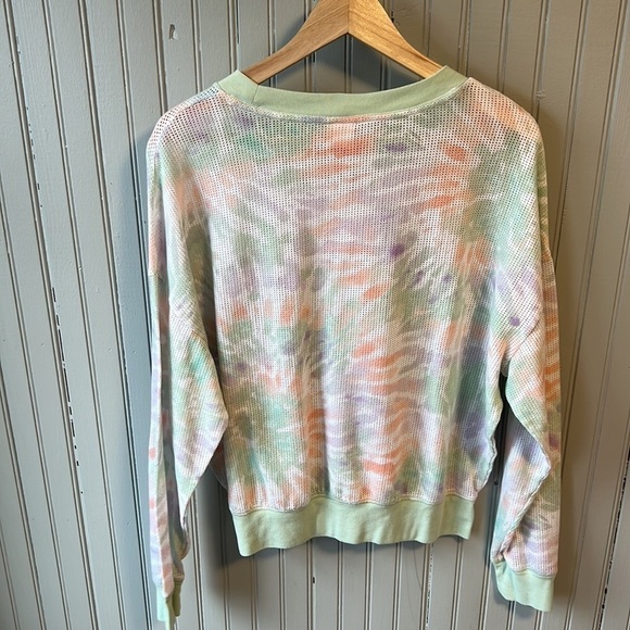 PINK VICTORIA SECRETS Tie Dye Mesh Slouchy Over-sized Crew Top - MEDIUM - Picture 3 of 10